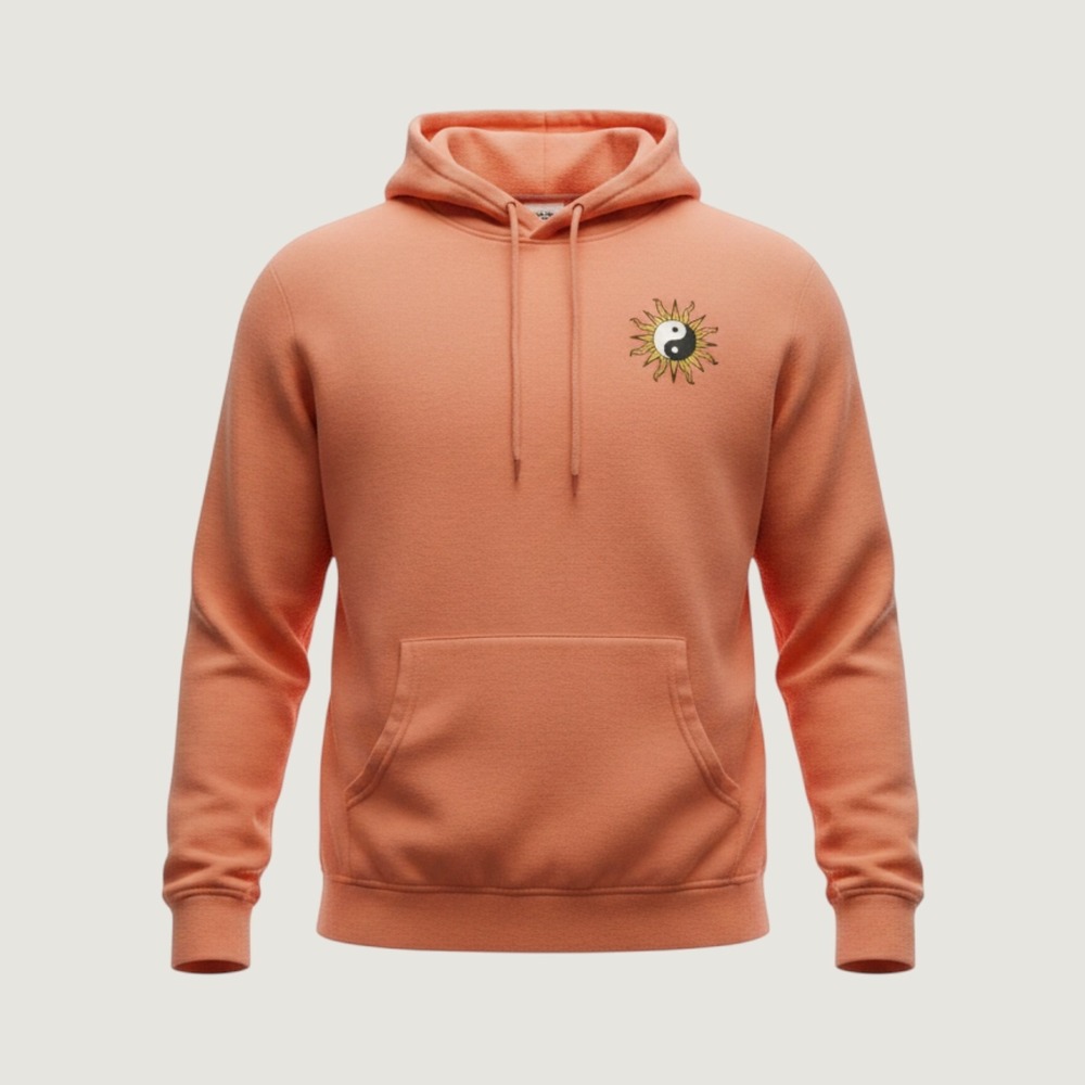 Empyre fleece streetwear Hoodie‎ Mens XL Orange Yin Yang Sun Graphic Excellent